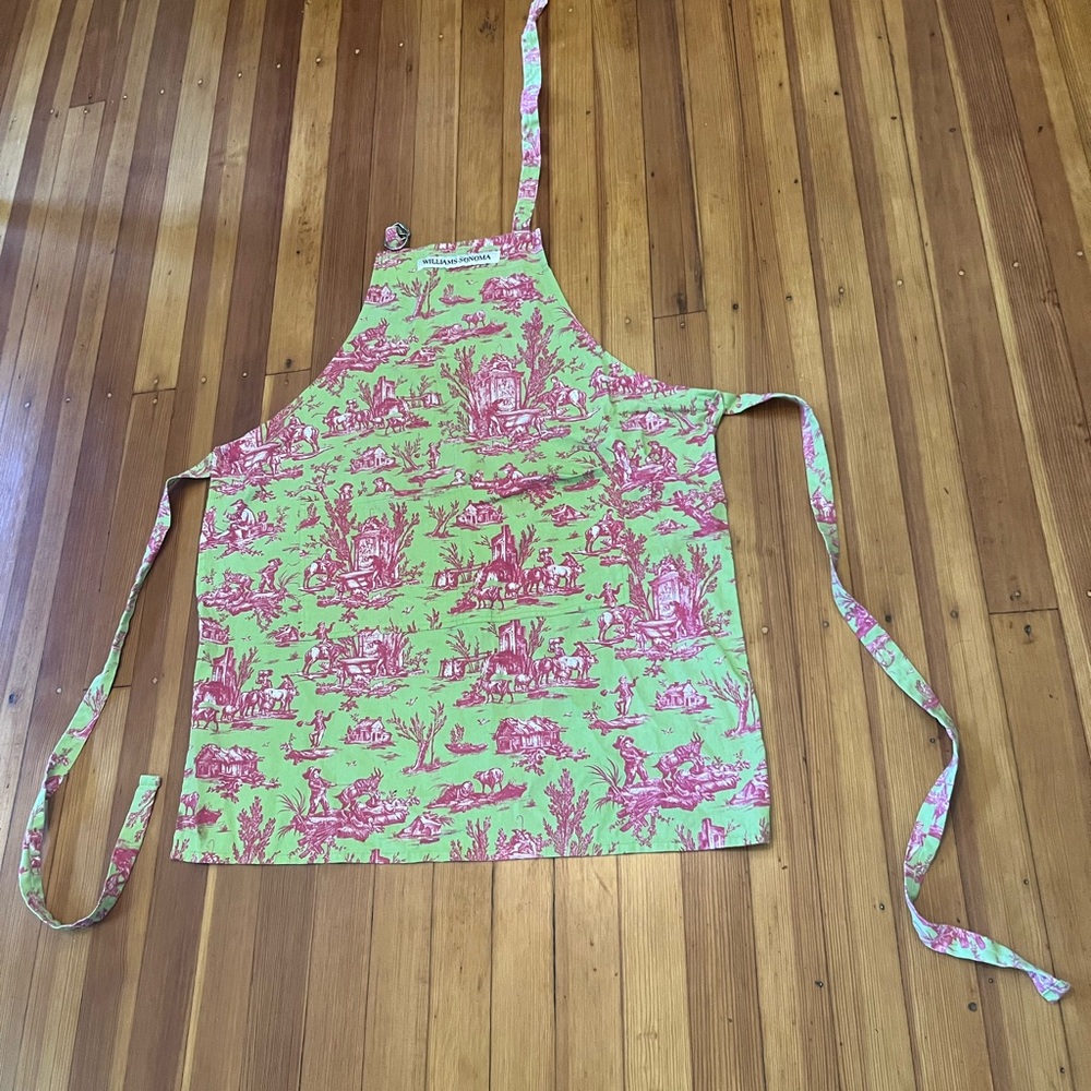 Bright Green and Pink Patterned Toile Apron